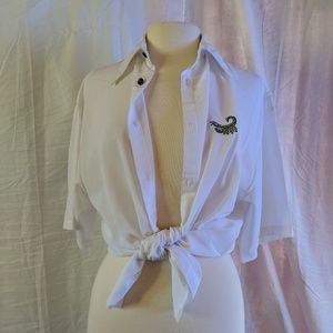 White scorpion bowling shirt